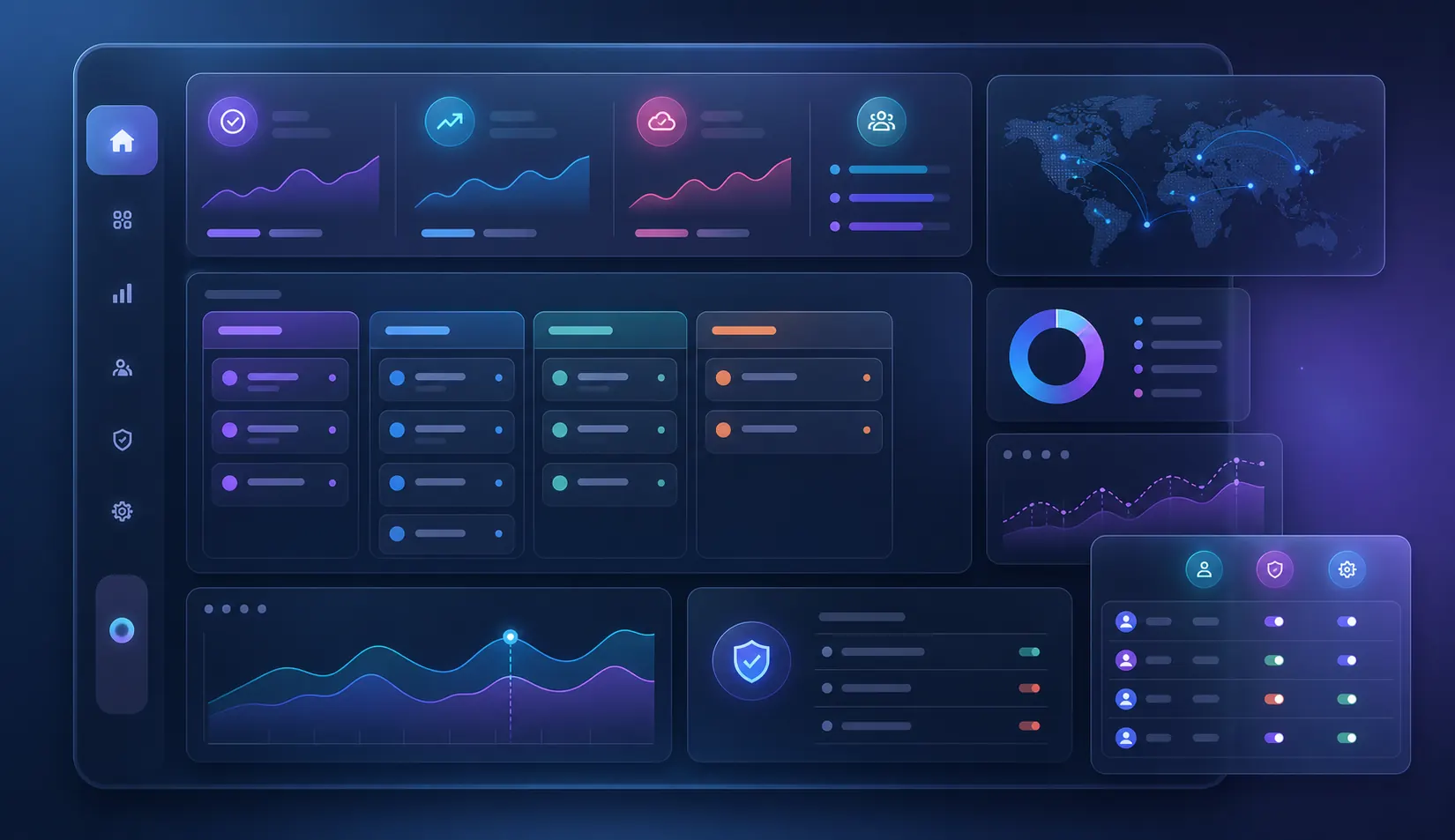 Enterprise SaaS web app development dashboard with analytics, workflows, and role-based operations controls